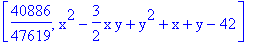 [40886/47619, x^2-3/2*x*y+y^2+x+y-42]